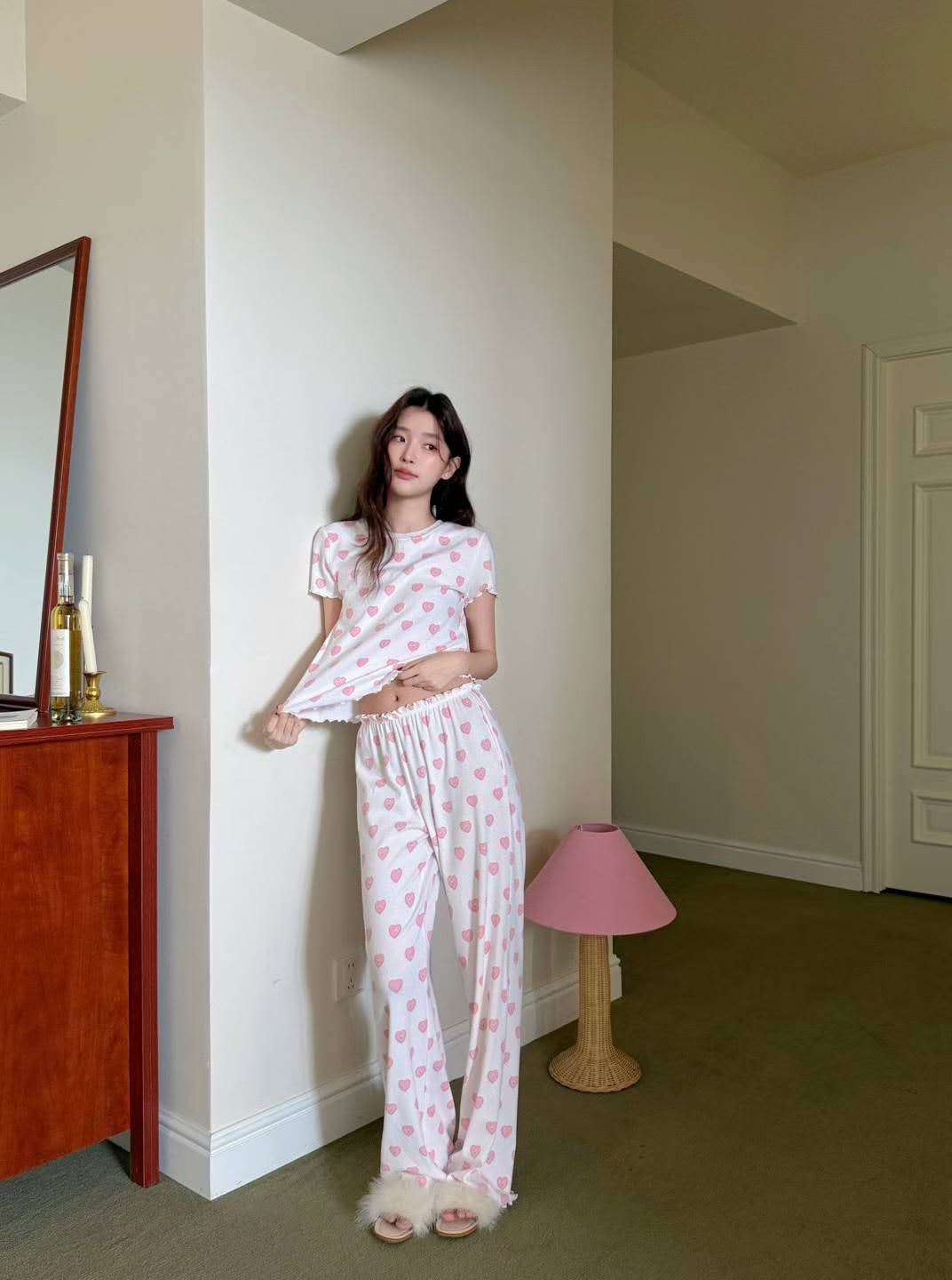 Sweet Heart Print Pajama Set