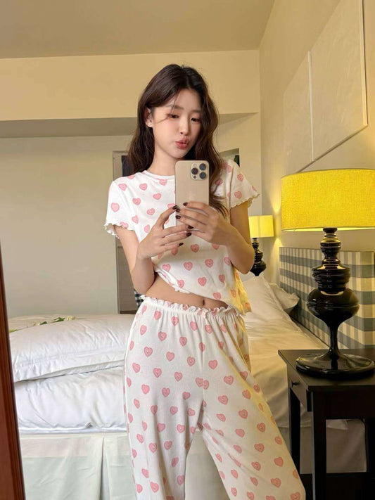 Sweet Heart Print Pajama Set