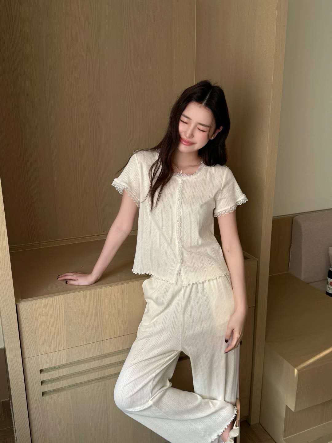 Soft Lace Cotton Pajama Set