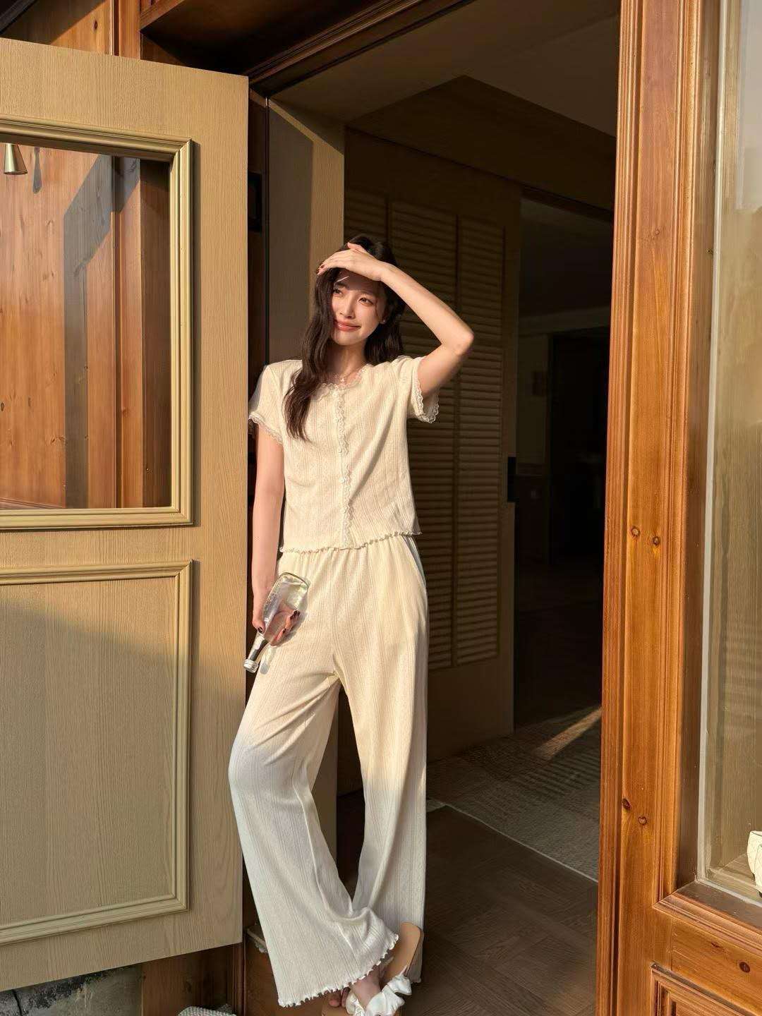 Soft Lace Cotton Pajama Set