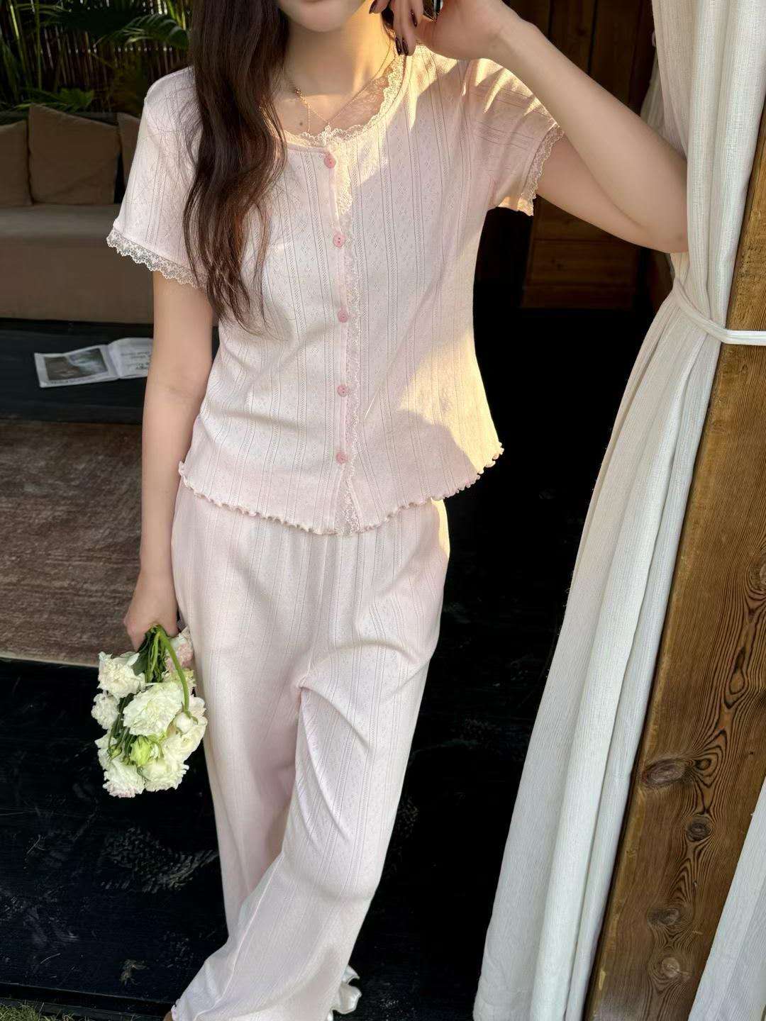 Soft Lace Cotton Pajama Set