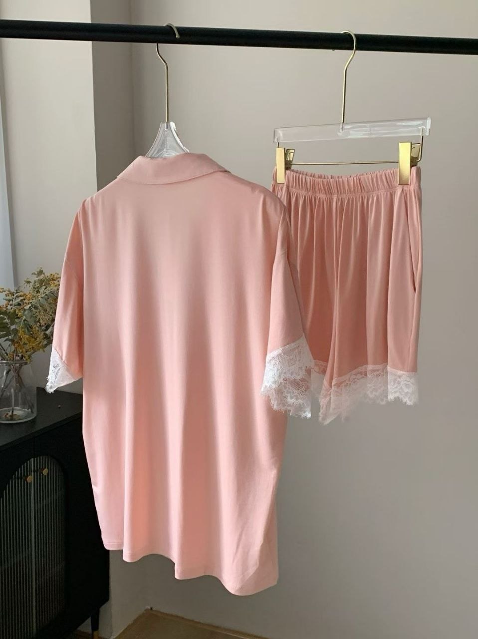 Blush Lace Short Sleeve Set