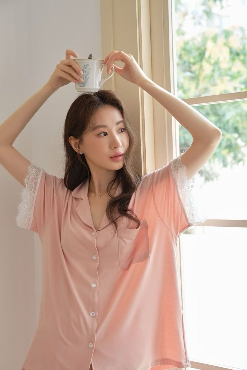 Blush Lace Short Sleeve Set